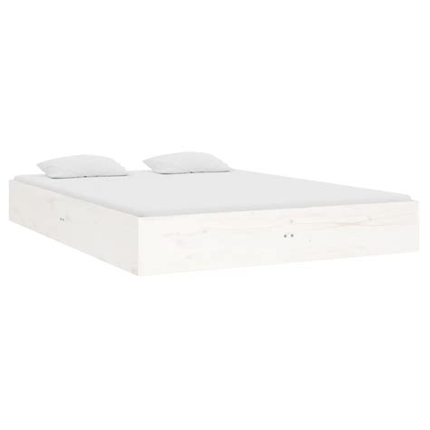 Pwshymi Cadre De Lit Blanc Bois Massif X Cm H Cdiscount Maison