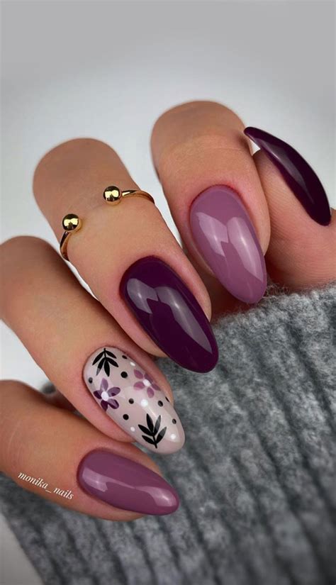 49 Cute Nail Art Design Ideas With Pretty And Creative Details Plum Tone Nail Art Design