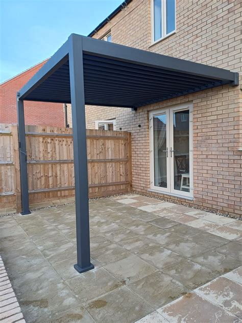 Nova Titan M Square Wall Mounted Aluminium Pergola In Grey Crownhill