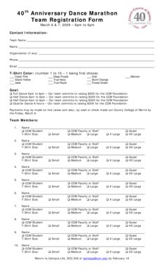 Fillable Online Ccm Th Anniversary Dance Marathon Team Registration