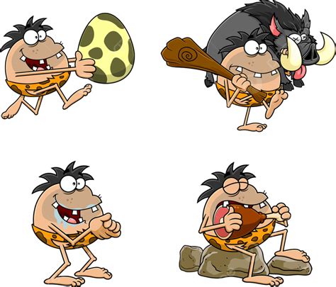 Caveman Cartoon Characters Age Ancient Cartoon Clipart Line Cute Png