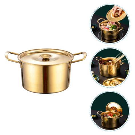 Reusable Korean Ramen Noodle Pot Double Handle Stainless Steel Instant