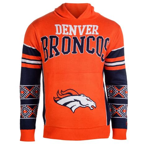 Mens Klew Orange Denver Broncos Big Logo Sweater Pullover Hoodie