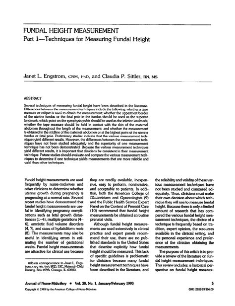 Pdf Fundal Height Measurement Part 1 Techniques For Measuring Fundal