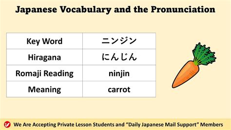 ニンジン にんじんninjin carrot Japanese Vocabulary and the Pronunciation