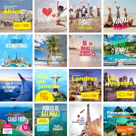 Pack Artes Para Ag Ncias De Viagens Turismo Edit Veis No Canva