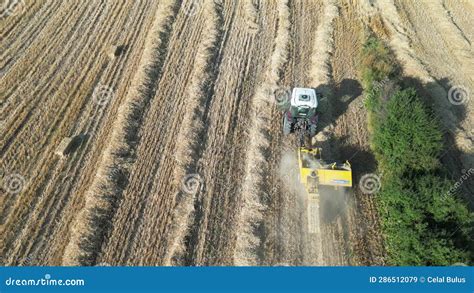 Making Bales Of Hay In The Field Wheat Straw K Fps By Drone