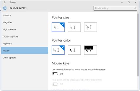 Customizing Mouse Pointer In Windows 10