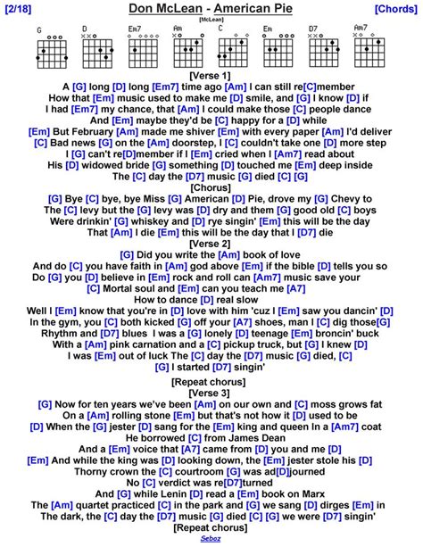 the guitar chords for don mclean's american pie