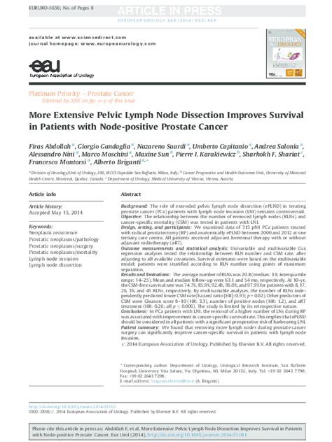 (PDF) More Extensive Pelvic Lymph Node Dissection Improves Survival in ...