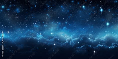 blue stars on a background of a dark blue sky with clouds, desktop ...