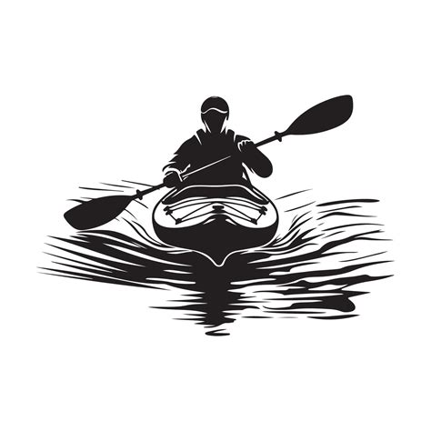 Kayak Silhouette Images Kayak On The Water On White Background