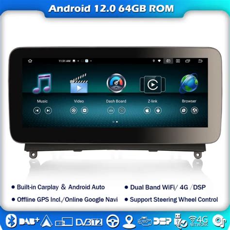 4 64G 10 25 IPS DAB ANDROID 12 DAB Autoradio CarPlay GPS Mercedes C