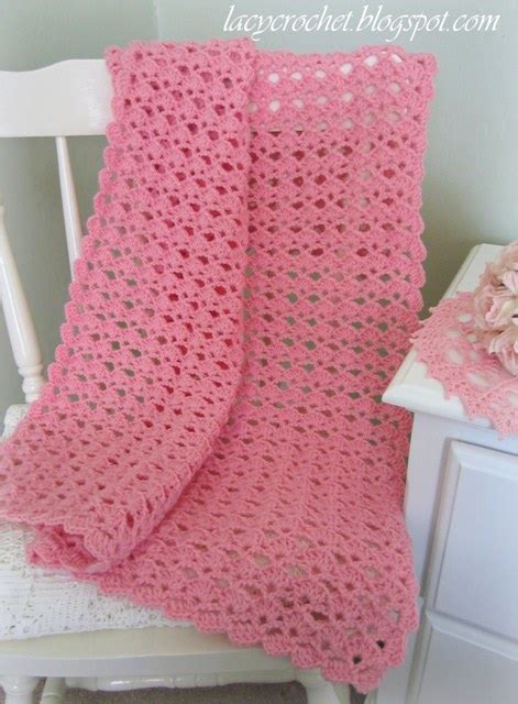 Lacy Crochet Lovely Shells Baby Blanket