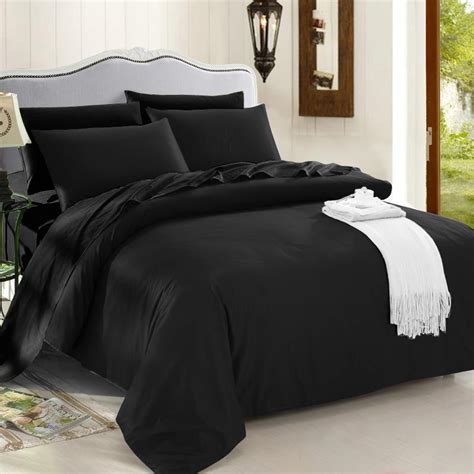 Luxury Solid Black All Black 100% Cotton Full, Queen, King Size Bedding ...