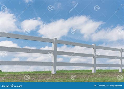 Country Style Wooden Fence Against Cloud Blue Sky Stock Image Image