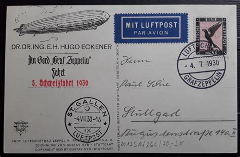 Deutsches Reich Zeppelin Document Schweizfahrt Abwurf Catawiki