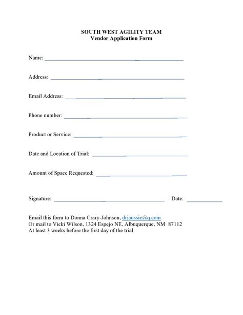 30 Free Vendor Application Forms Templates Templatearchive