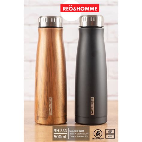 Jual Reo Homme Botol Minum Termos Tahan Panas Dingin Motif Kayu Matte