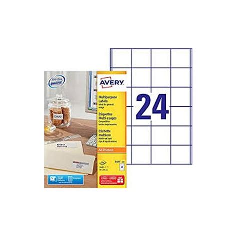 AVERY Boîte de 2400 étiquettes Blanches multi usages 50 x 50 mm 3485 100