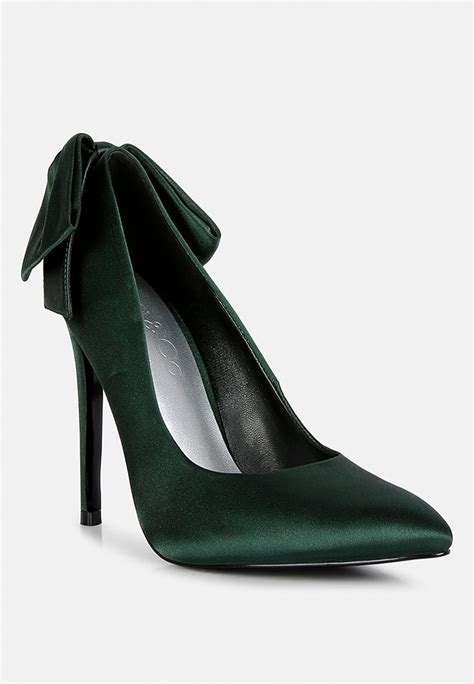 Women Hornet Green Satin Stiletto Pump Sandals | Luxury Shoes In ...