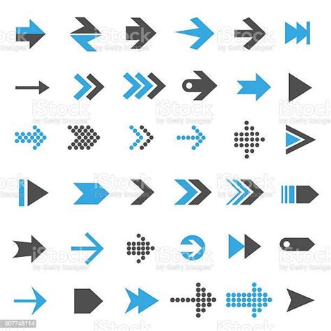 화살표 아이콘 세트 화살표에 대한 스톡 벡터 아트 및 기타 이미지 화살표 개체 그룹 디지털 생성 이미지 Istock