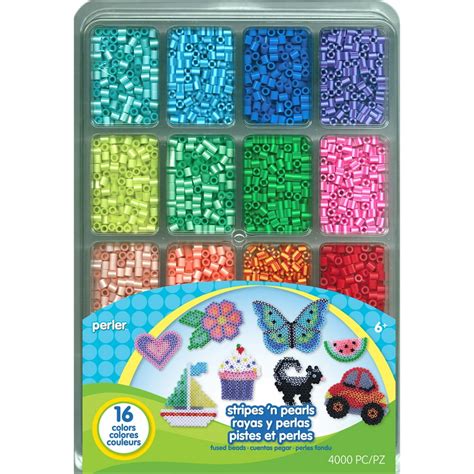 Perler Beads Stripes And Pearls Assorted Fuse Beads Tray For Kids