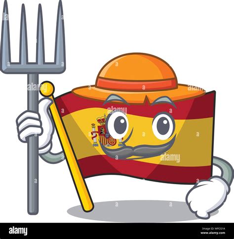 Farmer Character Spain Flags Formed With Cartoons Stock Vector Image