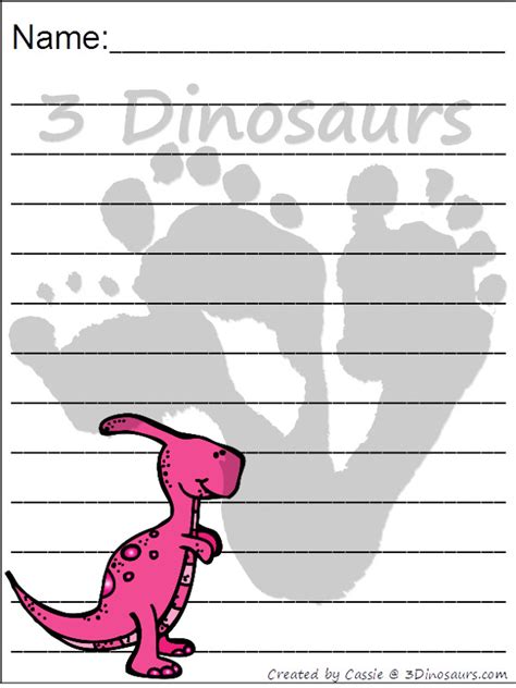 Roaring Dinosaur Themed Writing Paper For Kids 3 Dinosaurs