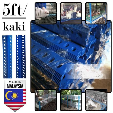 5 Ft Kaki Slotted Angle Bar Iron Besi Biru Rak Shelf Shopee Malaysia