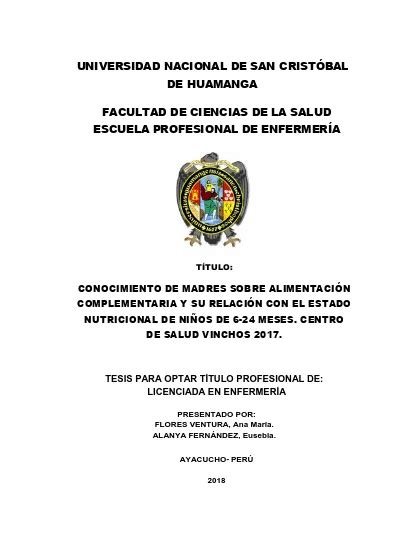 Conocimiento de madres sobre alimentación complementaria y su relación