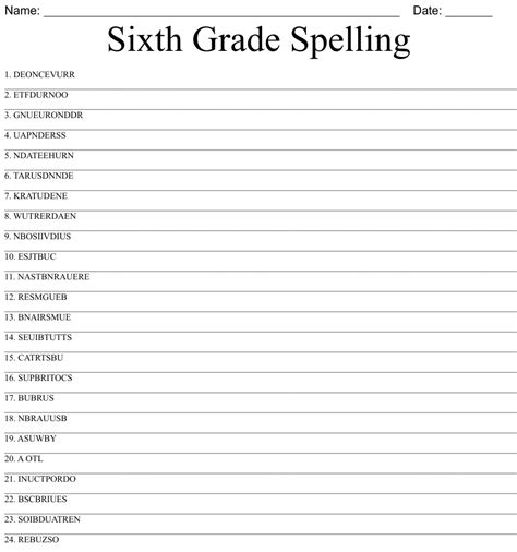 6th Grade Spelling Worksheets Worksheets Library