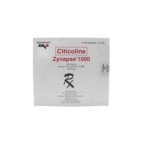 ZYNAPSE 1000 Citicoline 250mg ML Solution For Injection 4mL 1 S Price