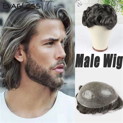 Perruque Fine En PU Pour Homme Cheveux Humains Remy Boucl En V Toupet