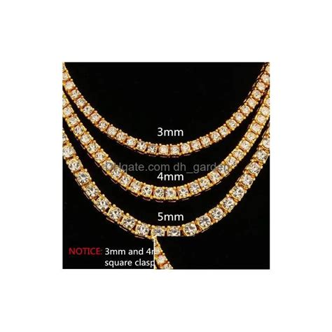 Gold And Silver Iced Out Tennis Chain For Men Graduated Diamond Hip Hop