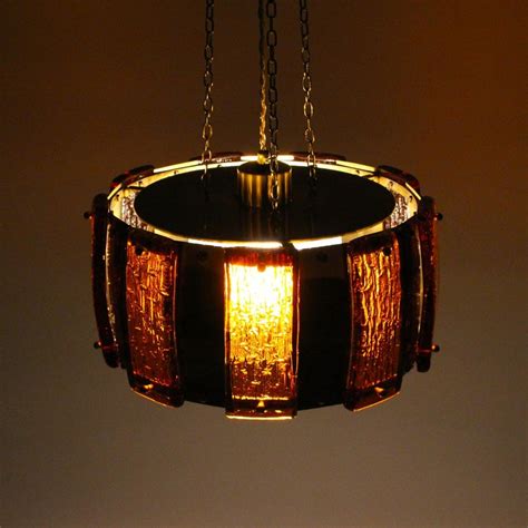 Brass And Amber Pendant Light 1970s Pressed Glass And Brass Hanging Lamp At 1stdibs