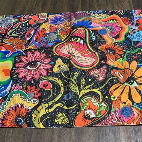 Mushroom Trippy Tapestry Hippie Eyes Colorful Mushrooms H29 5 X W39 4