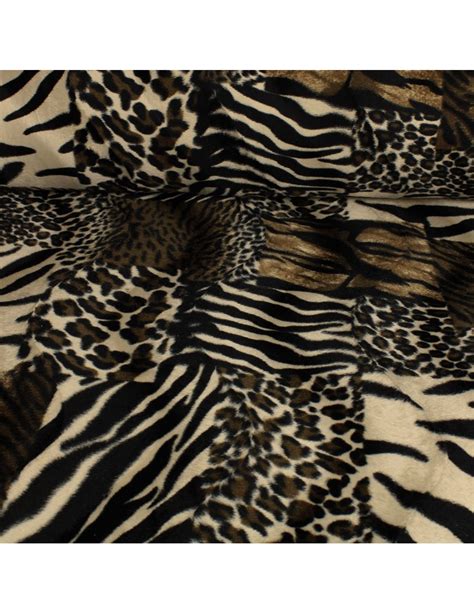 Tissu Velours 100 Polyester Patchwork Animaux Noir Toto Fr