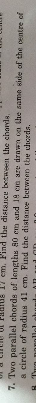 U U Uu Chi Uld Uituiu Ul Radius Cm Find The Distance Between The