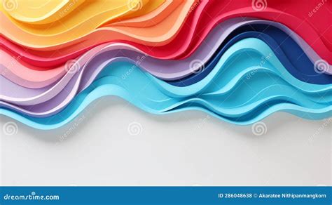 Colorful Paper Waves On White Background Abstract Papercut Design