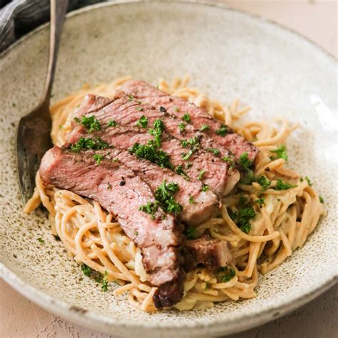 Creamy Steak Pasta With Dairy Free Alfredo Sauce Recipe Dairy Free Alfredo Sauce Creamy