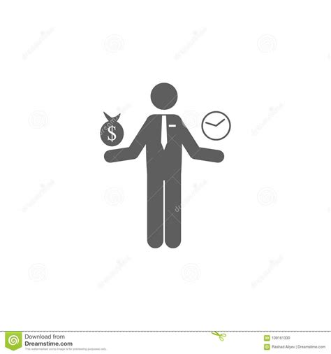 Man With Money And Time On His Hands Icon Element Of Finance And