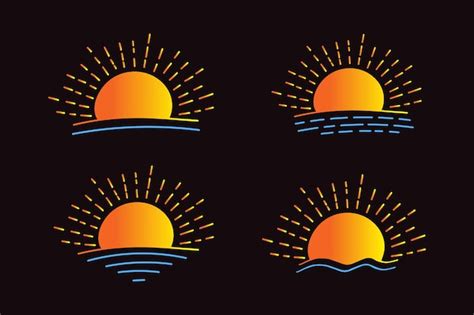 Premium Vector Handdrawn Isolated Sun Vectors Summer Sunrise Sunset