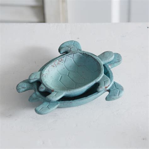 Set of Two Sea Turtle Trinket Dishes Farmhouse Décor