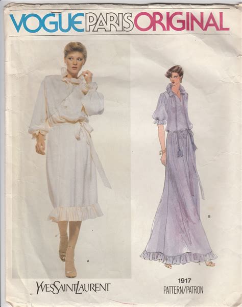 Sewing Needlecraft Ysl S Dress Pattern Vogue Size Sewing