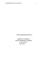 Capital Budgeting Case Study Pdf Capital Budgeting Written