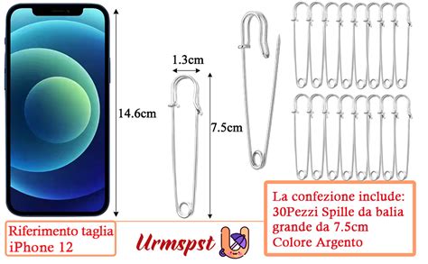 Urmspst 30 Pezzi Spilla Da Balia Aggiornato 75mm Spille Da Balia