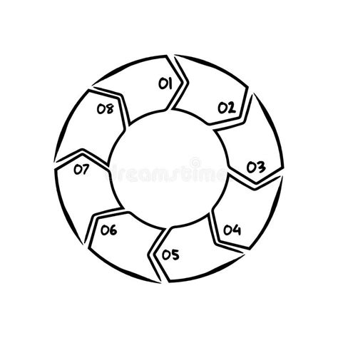 Hand Drawn Cycle Diagram Chart 8 Steps Processes With Numbers Stock