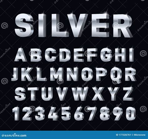 Silver Font 3d Steel Chrome Alphabet Metal Letters And Numbers