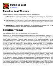 Paradise Lost Themes - eNotes.PDF - Paradise Lost by John Milton Paradise Lost Themes The main ...